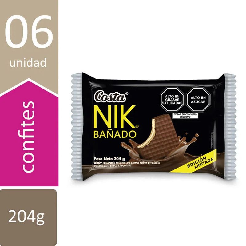 COSTA - Wafer Costa Nik Vainilla Bañado Chocolate 34g