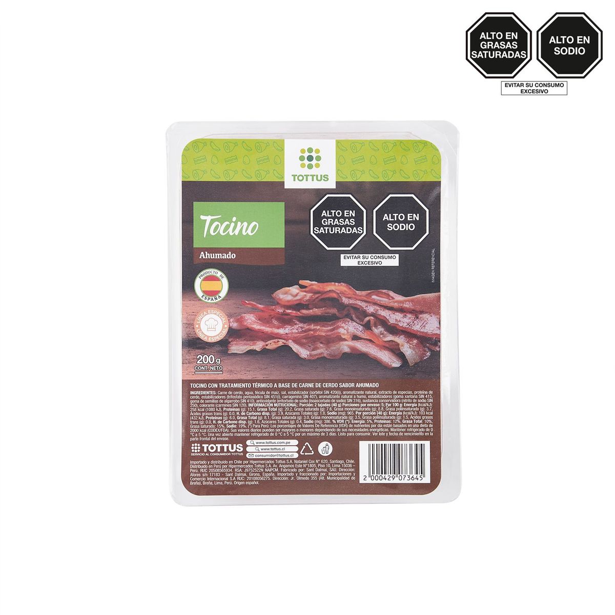 TOTTUS - Tocino Tottus Ahumado Empaque 200 g
