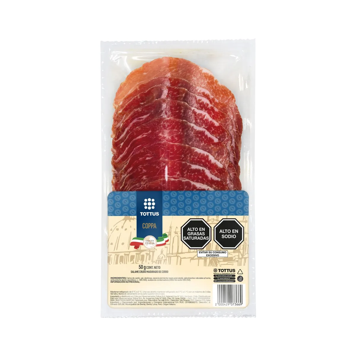 TOTTUS - Salame Coppa Tottus Empaque 50 g
