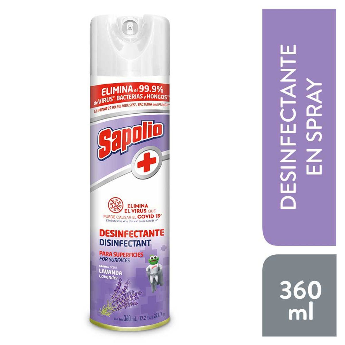 SAPOLIO - Desinfectante de Superficies Sapolio Lavanda Aerosol Envase 360 mL