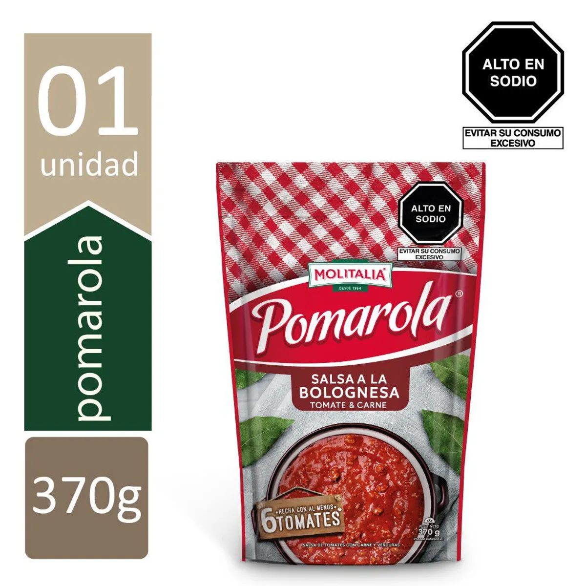 MOLITALIA - Salsa de Tomate Pomarola Bolognesa Bolsa 370 g