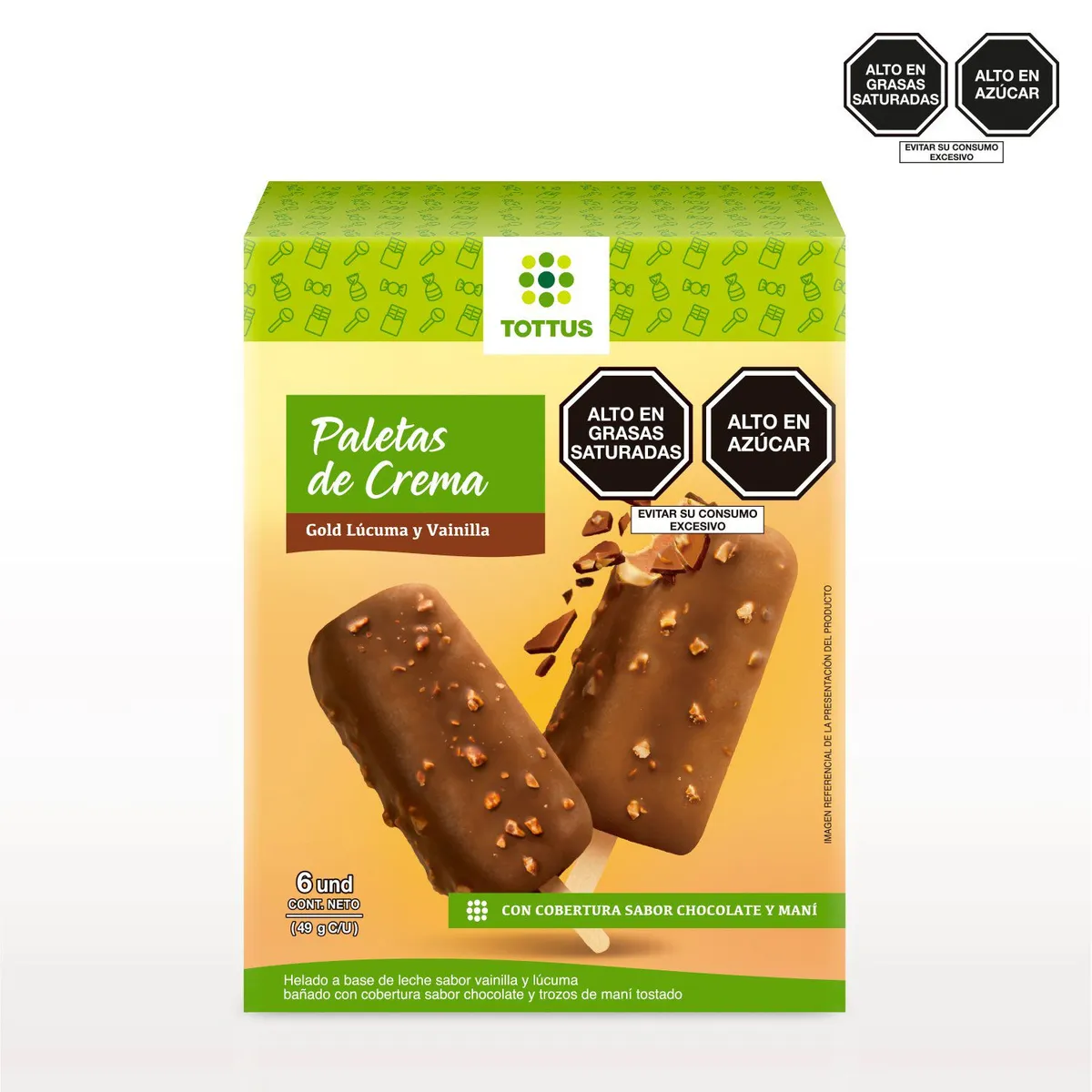 TOTTUS - Helado en Paleta Vainilla Lúcuma Tottus Caja 294 g