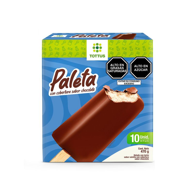 TOTTUS - Helado Paleta con Cobertura Tottus Caja 10 Und