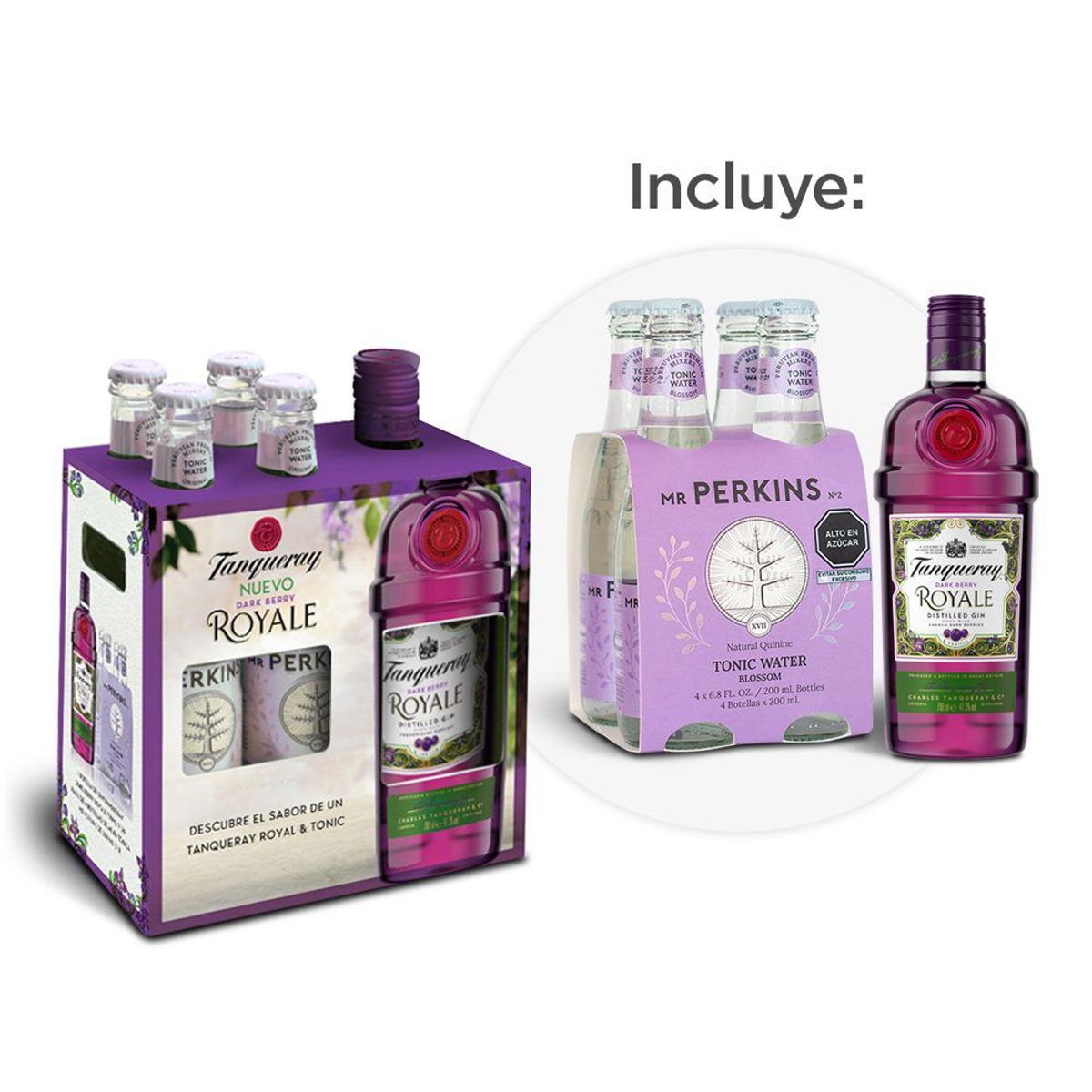 TANQUERA - Gin Tanqueray Royal 700 mL + 4 Perkins 200 mL