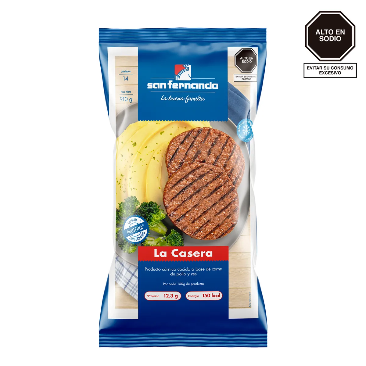 SAN FERNANDO - Hamburguesa de Pollo y Res La Casera San Fernando Empaque 910 g