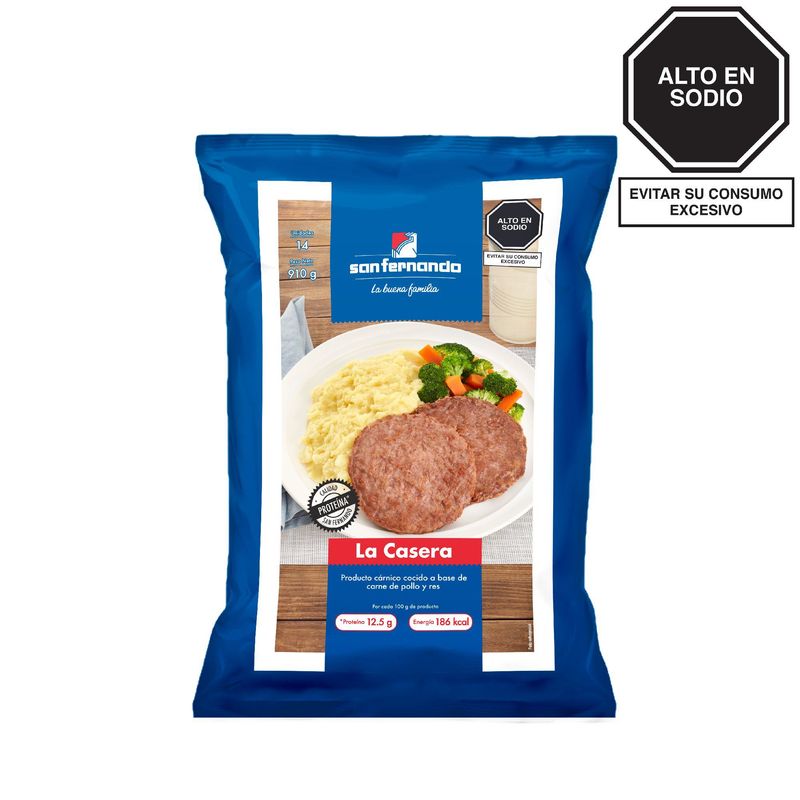 SAN FERNANDO - Hamburguesa La Casera San Fernando 910 g Pollo y Res 14 Unidades