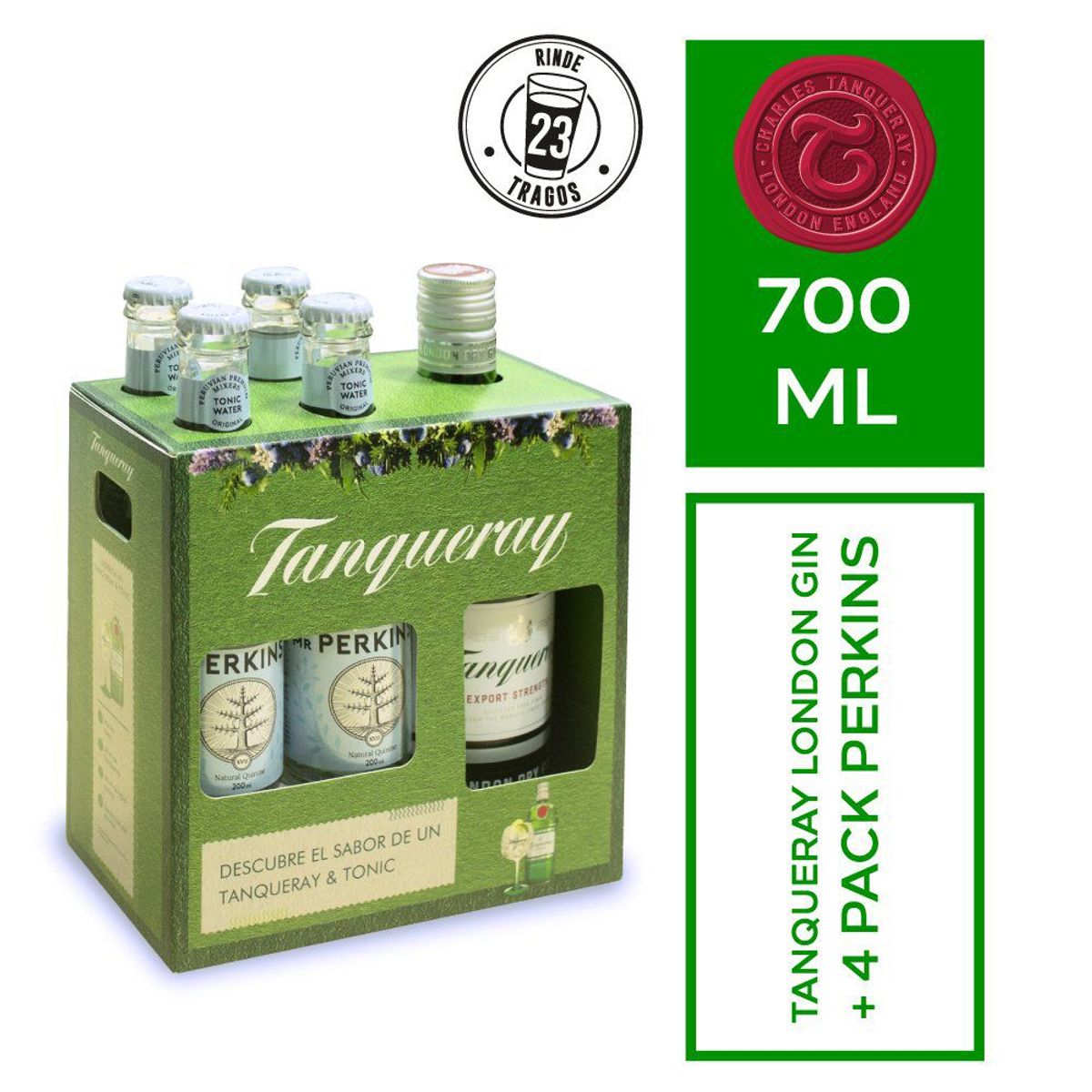 TANQUERA - Gin Tanqueray Sevilla 700 mL + 4 Perkins 200 mL