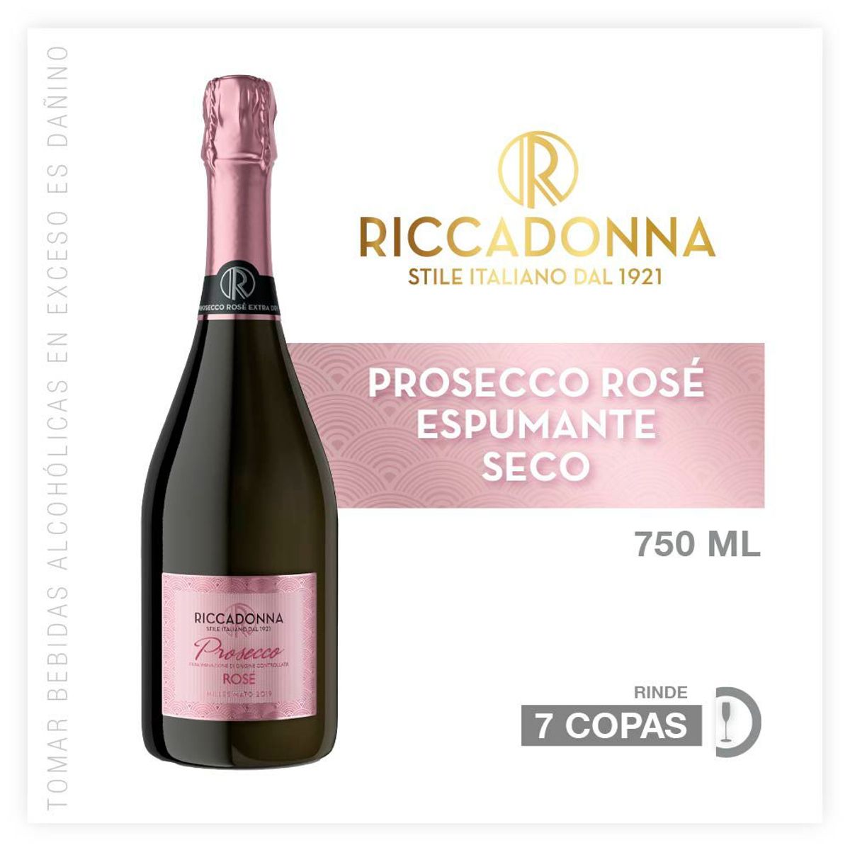RICCADONNA - Prosecco Rosé Espumante Seco Riccadonna Botella 750 mL