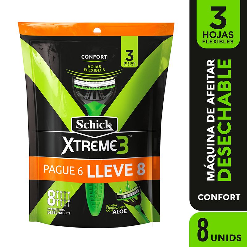 SCHICK - Maquina Afeitar Schick xtreme3 Confort Aloe x 8 Und