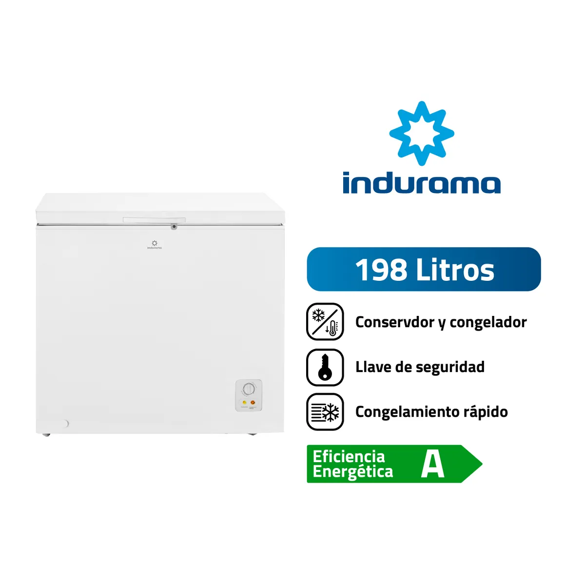 INDURAMA - Congeladora Horizontal 198 L Defrost CI-220BLBlanco