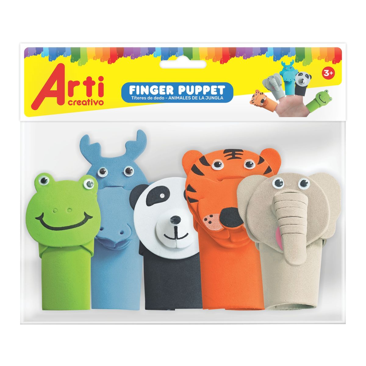 ARTI CREATIVO - Títeres De Dedo Arti Creativo Jungla Bolsa 5 Und