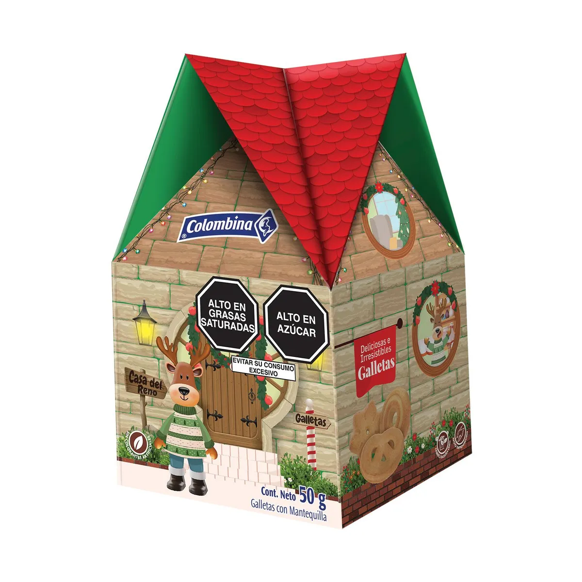 COLOMBINA - Galletas Colombina Mini Casita Navidad Empaque 50 g