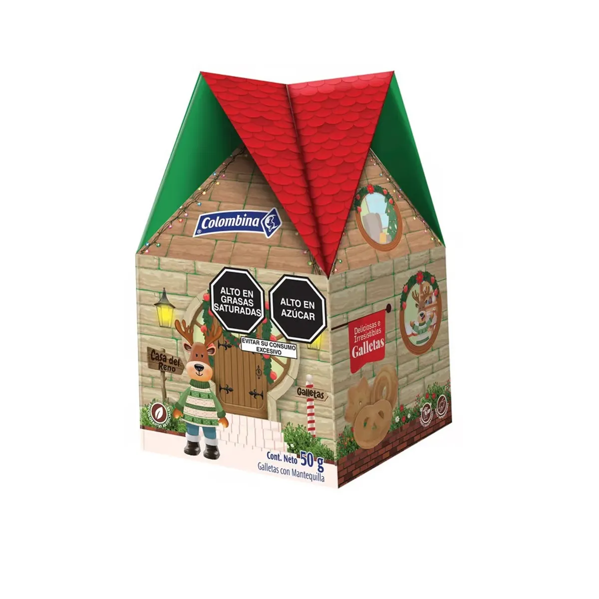 COLOMBINA - Galletas Colombina Mini Casita Navidad Empaque 50 g