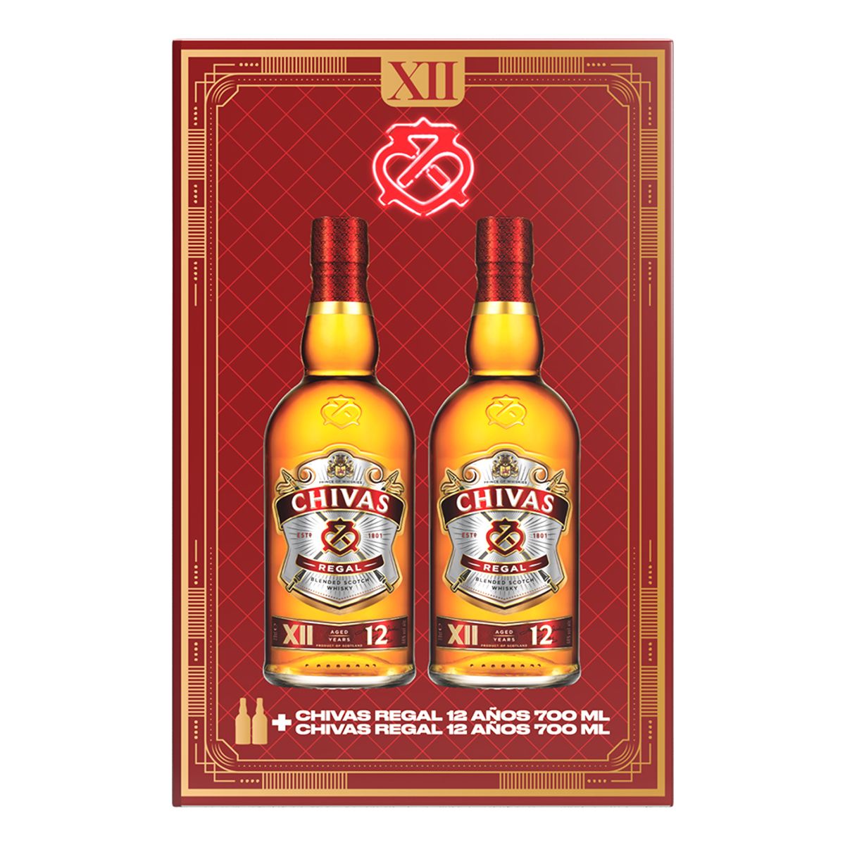CHIVAS REGAL - Whisky Chivas Regal 12 Años Pack 2 Botellas 700 mL