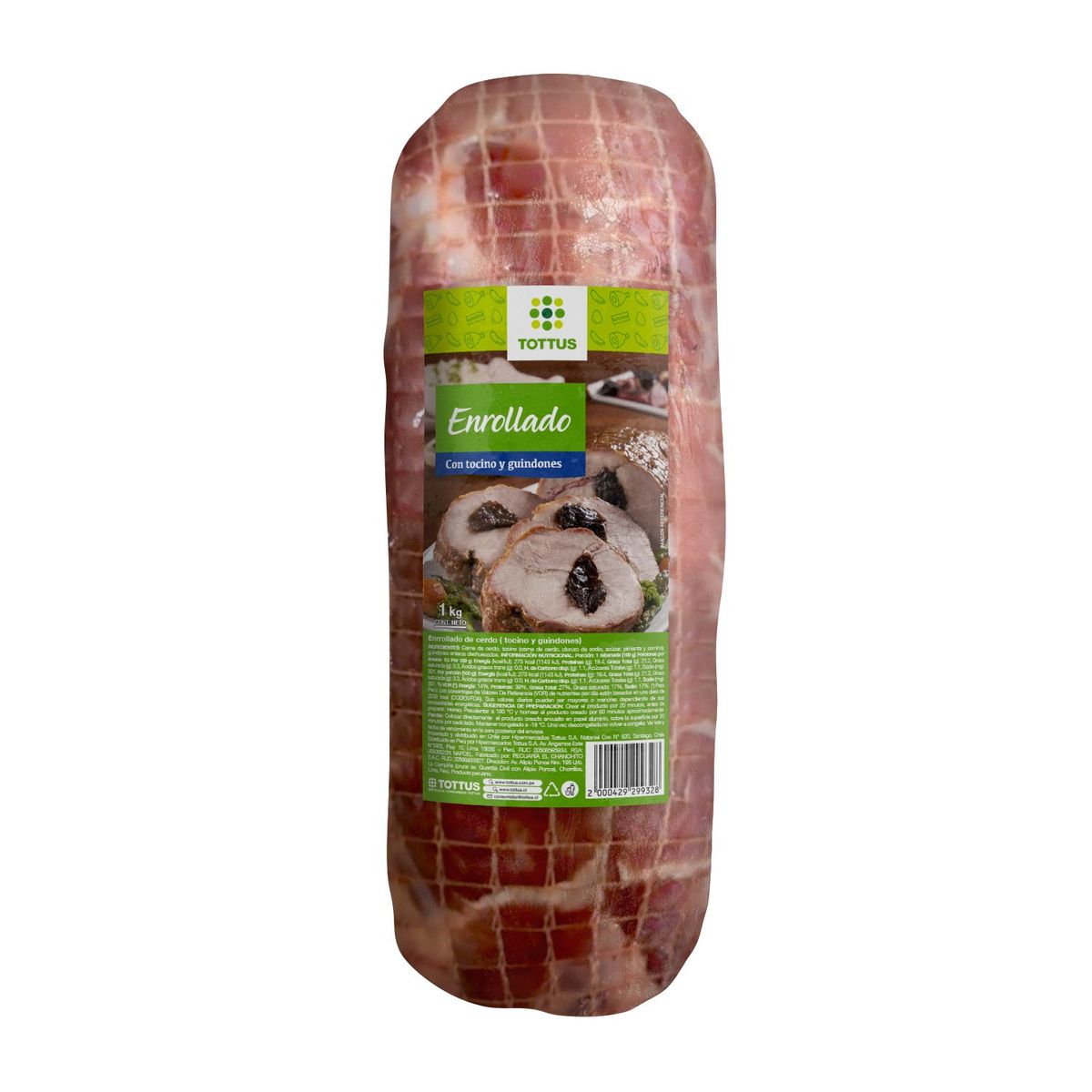 TOTTUS - Enrollado de Cerdo con Tocino y Guindones Tottus Empaque 1 Kg
