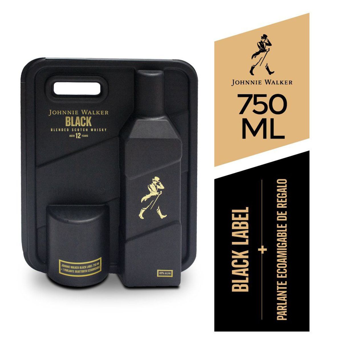 JOHNNIE WALKER - Whisky Johnnie Walker Black 750 mL + Parlante Eco