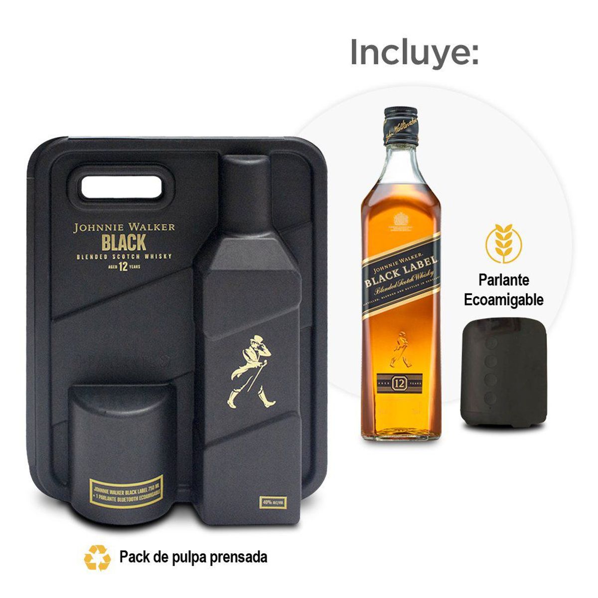 JOHNNIE WALKER - Whisky Johnnie Walker Black 750 mL + Parlante Eco