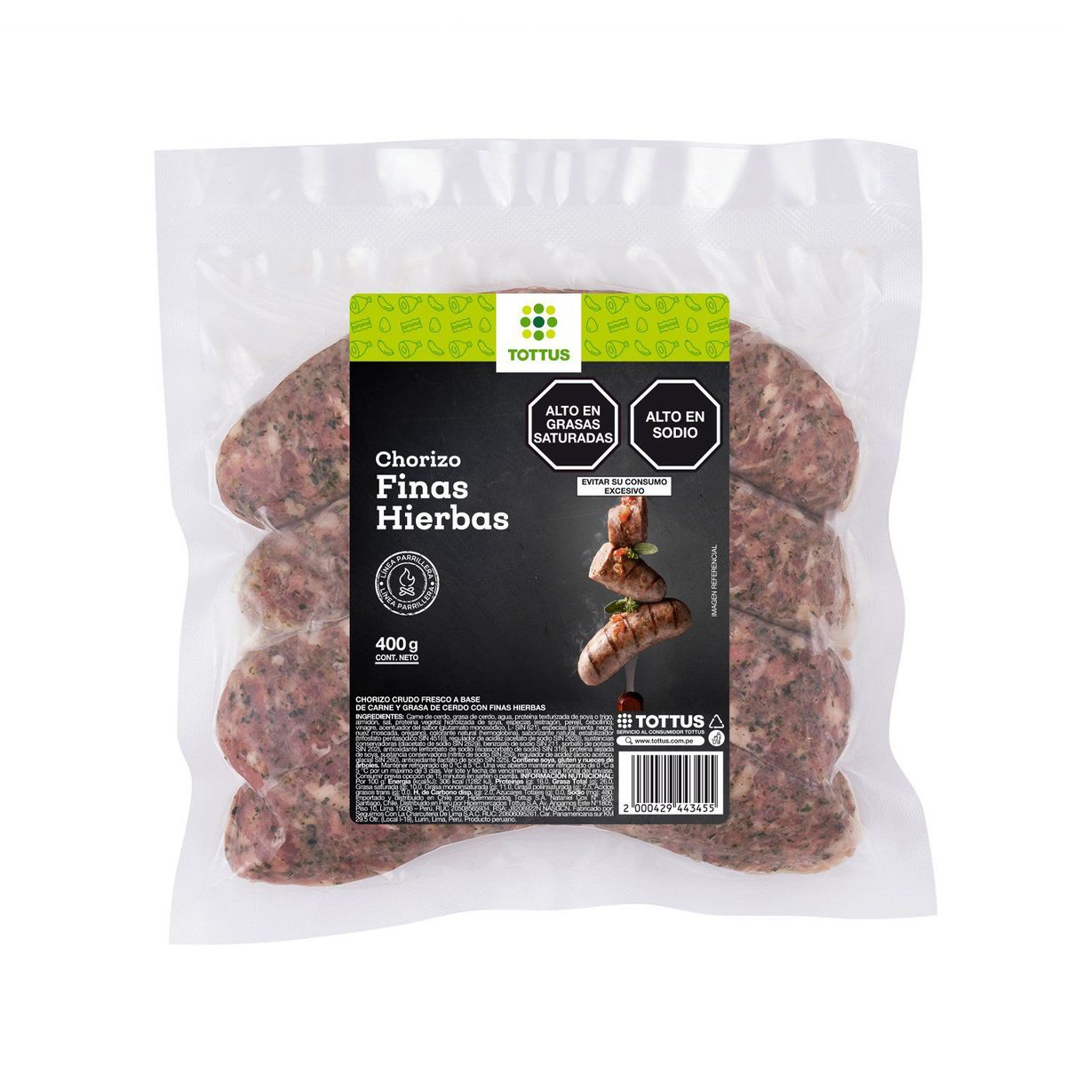 TOTTUS - Chorizo Tottus Finas Hierbas Empaque 400 g