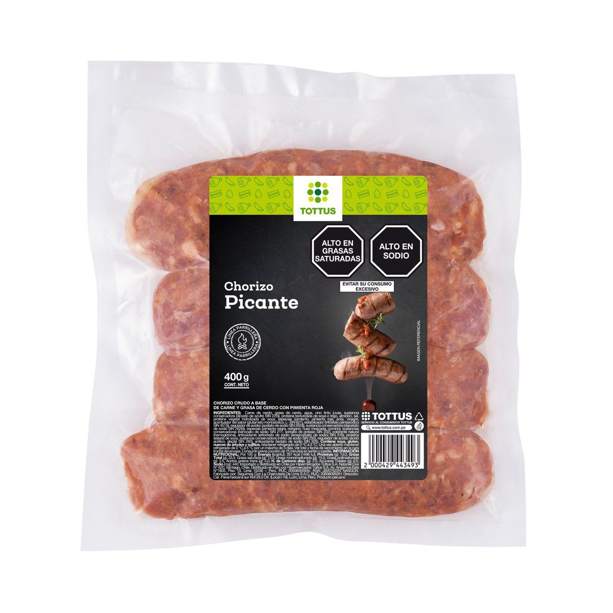 TOTTUS - Chorizo Picante Tottus Empaque 400 g