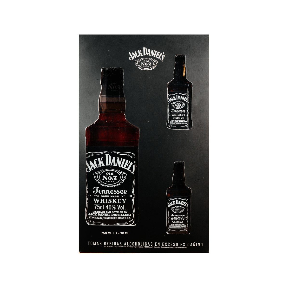 JACK DANIELS - Whisky Jack Daniels 750 mL + 2 Botellas 50 mL