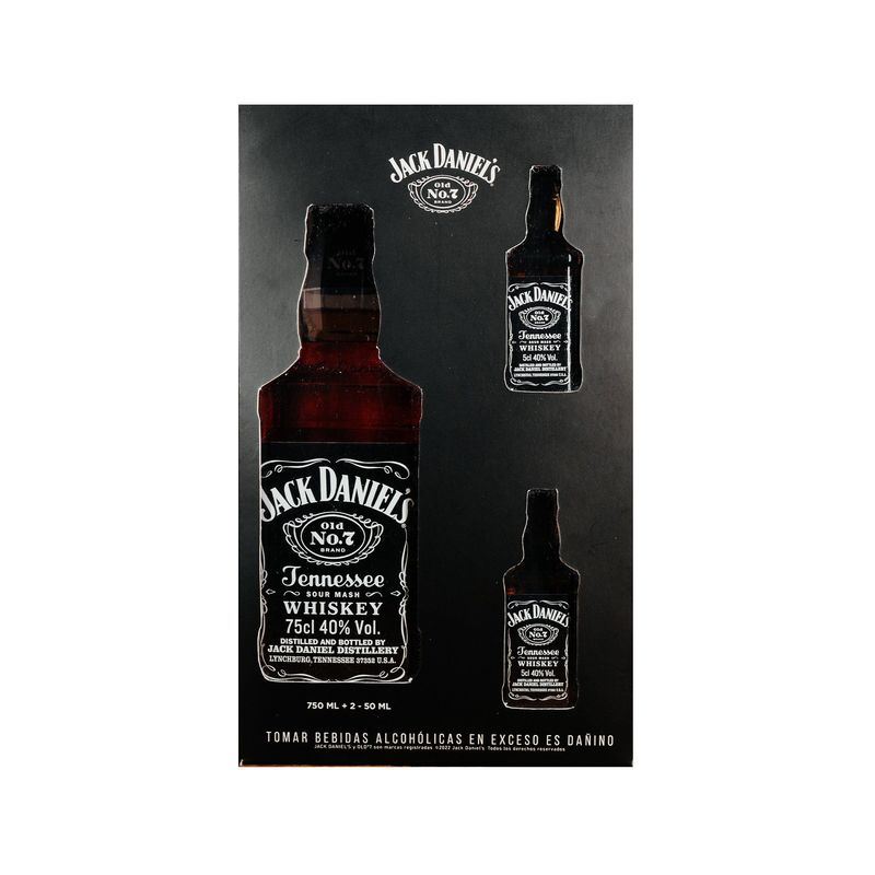 JACK DANIELS - Whisky Jack Daniels 750 mL + 2 Botellas 50 mL