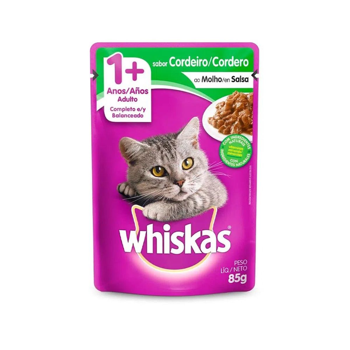 WHISKAS - Alimento Húmedo Gatos Adultos Whiskas Cordero Doypack 85 g