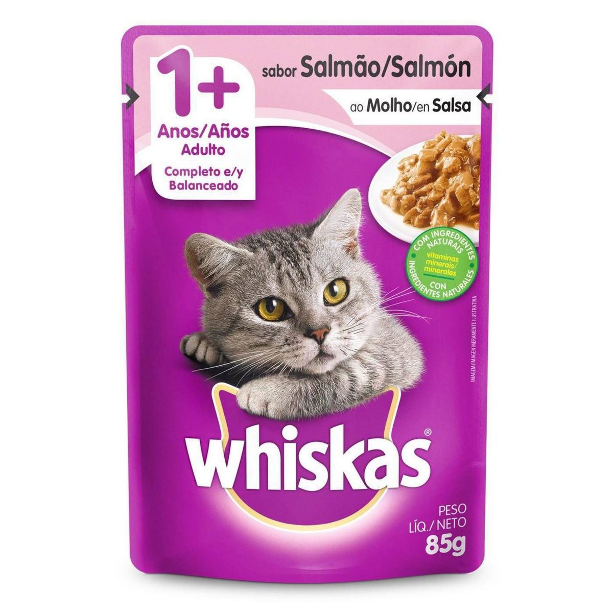 WHISKAS - Alimento Húmedo Gatos Adultos Whiskas Salmón Doypack 85 g