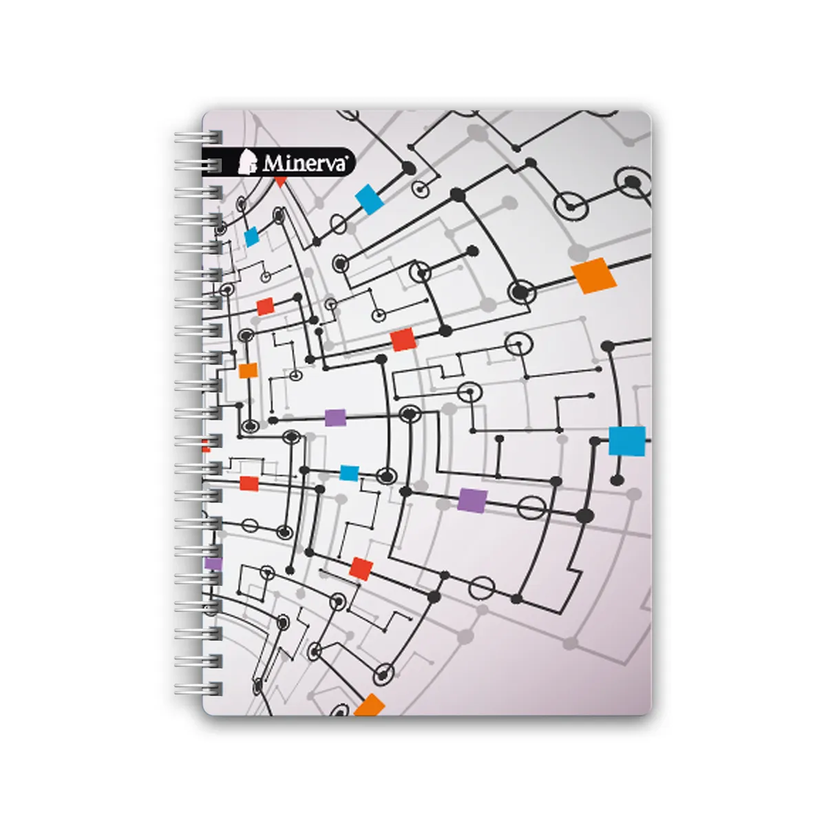 MINERVA - Cuaderno Anillado Cuadriculado Minerva Univ. 160 Hojas 5 Div. Mixto