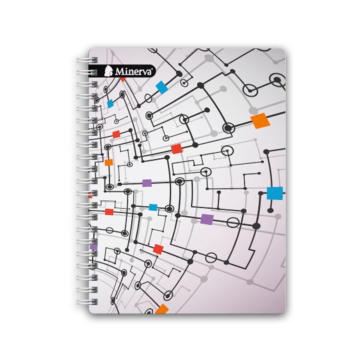 MINERVA - Cuaderno Anillado Cuadriculado Minerva Univ. 160 Hojas 5 Div. Mixto