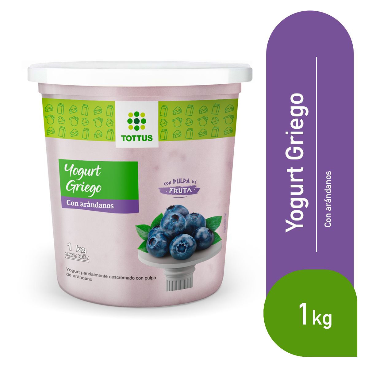 TOTTUS - Yogurt Griego Tottus con Arándanos Envase 1 Kg
