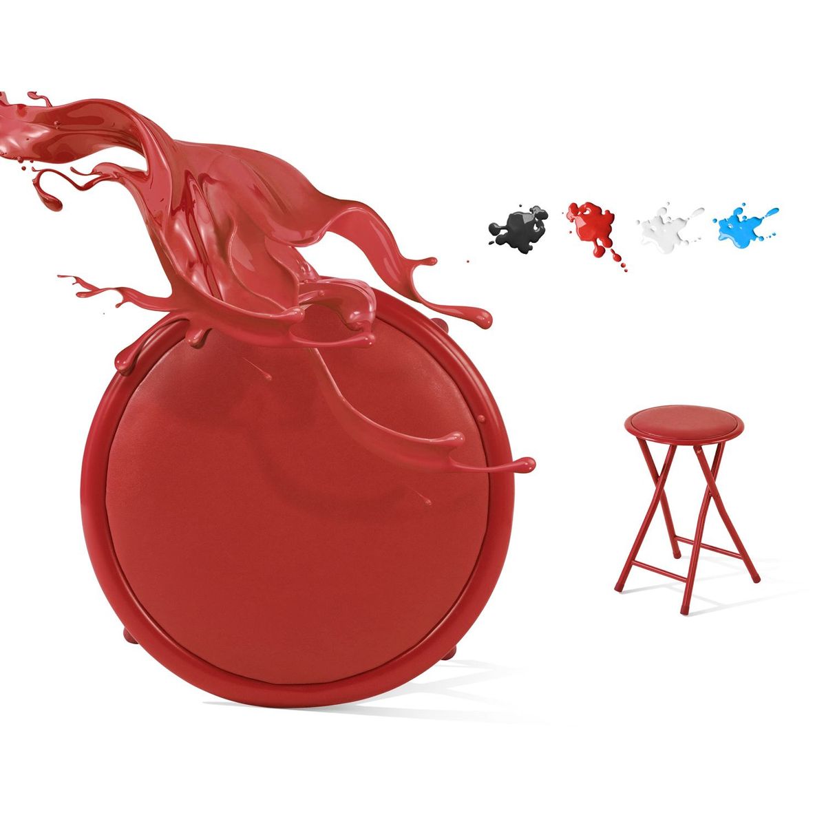 Casa Joven - Banquito Plegable Redondo Plástico Rojo