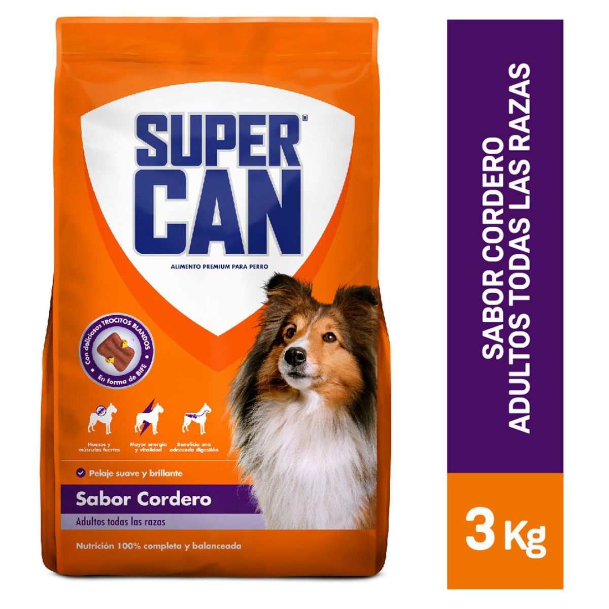SUPERCAN - Alimento Seco Perros Adultos Supercan Corderno Bolsa 3 Kg