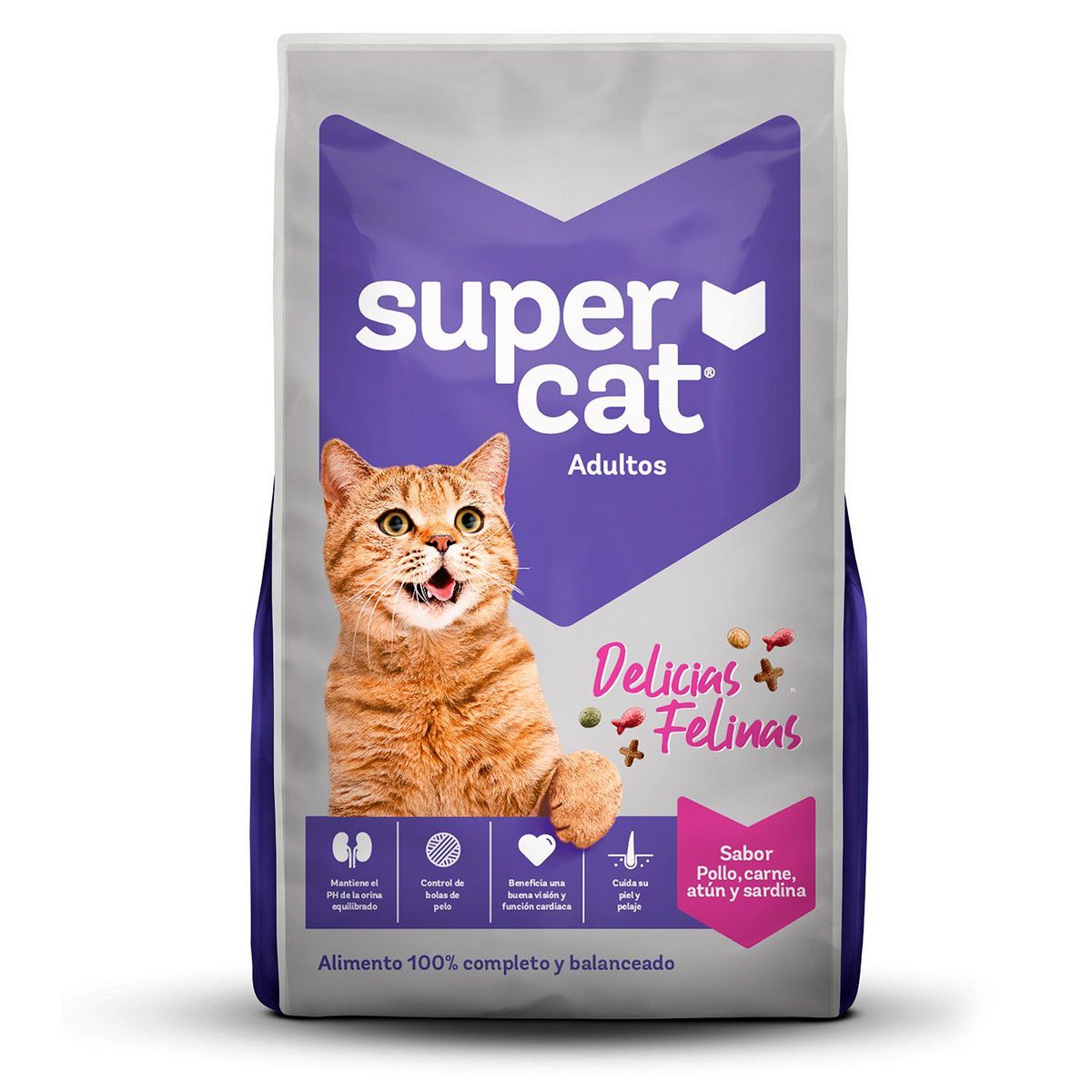 SUPERCAT - Alimento Seco Gatos Adultos Supercat Delicias Felinas Bolsa 3 Kg