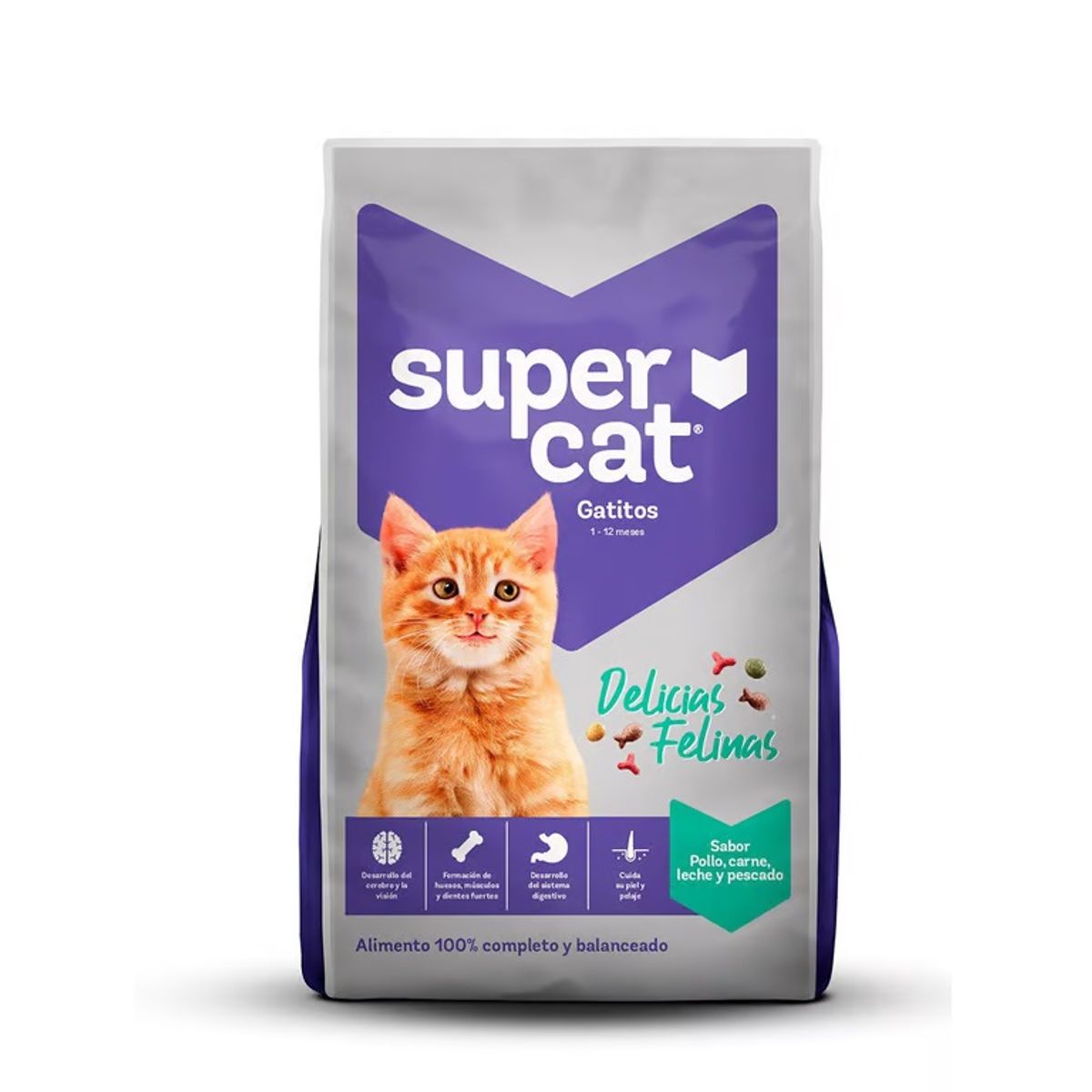 SUPERCAT - Alimento Seco Gatitos Supercat Delicias Felinas Bolsa 3 Kg