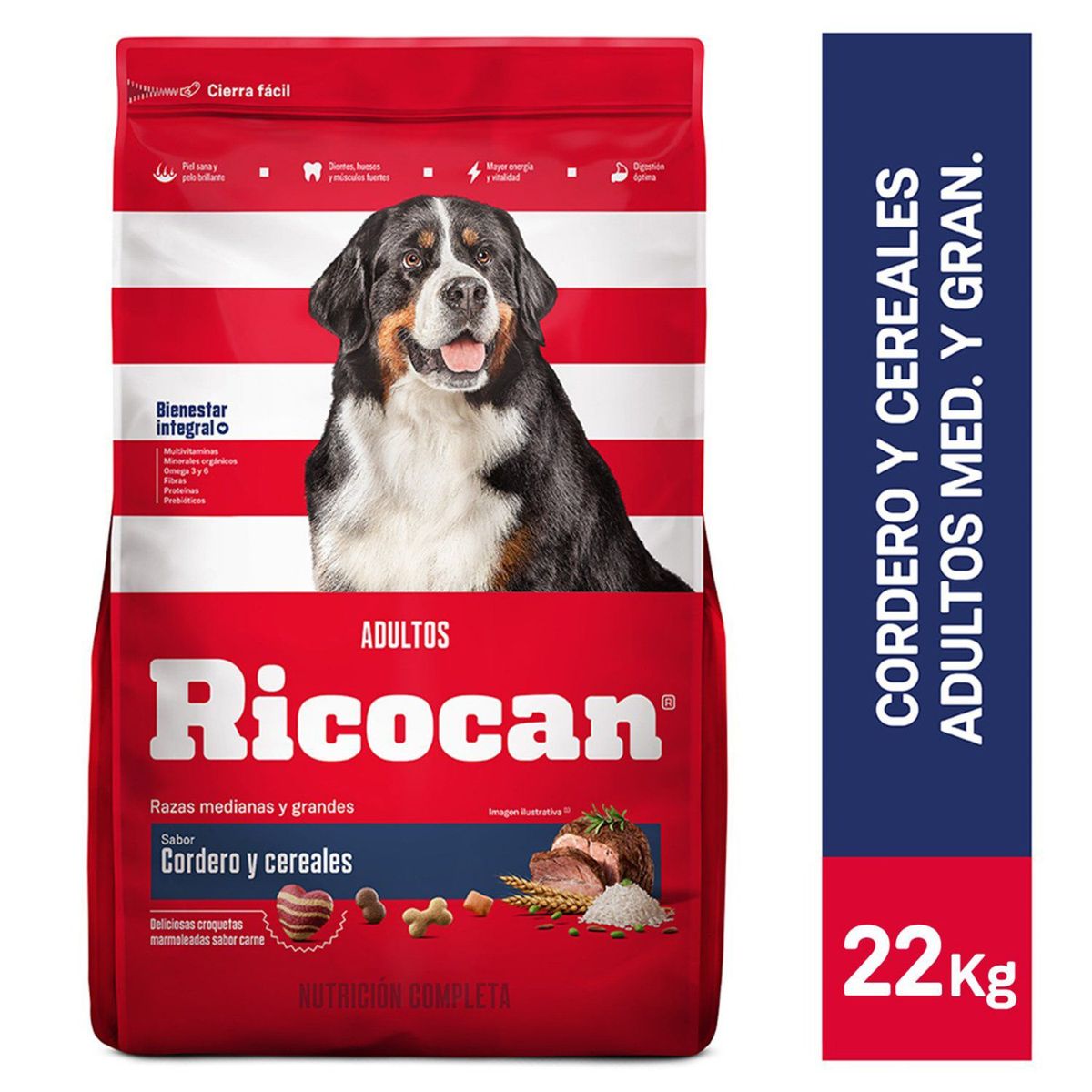 RICOCAN - Alimento Seco Perros Adultos Medianso Ricocan Cordero Cereal Bolsa 22 Kg