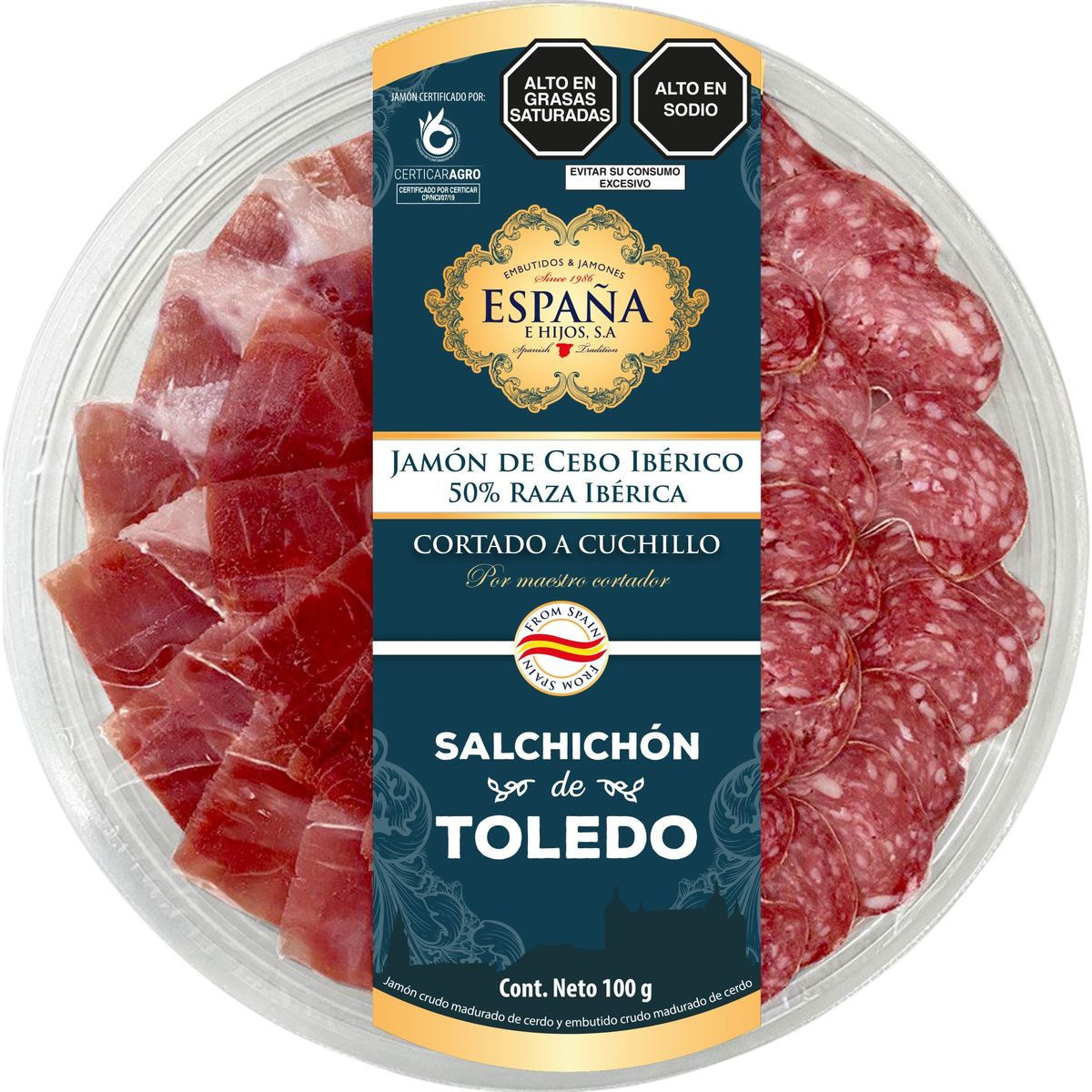 ESPANA E HIJOS - Jamón de Cebo Ibérico y Salchichón España e Hijos Empaque 100 g
