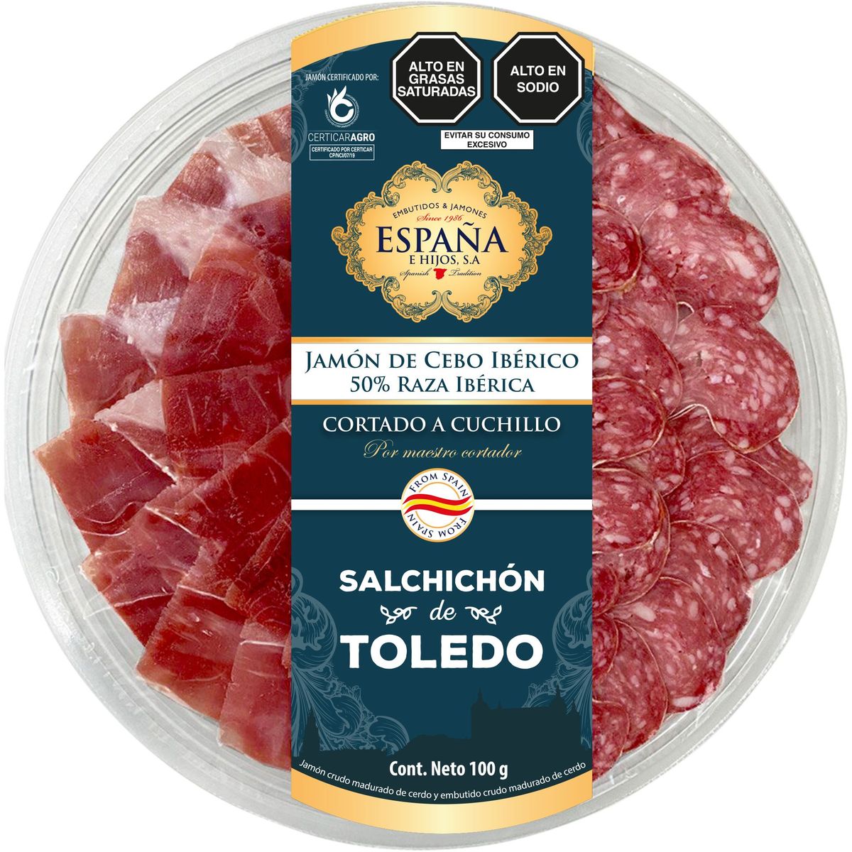 ESPANA E HIJOS - Jamón de Cebo Ibérico y Salchichón España e Hijos Empaque 100 g