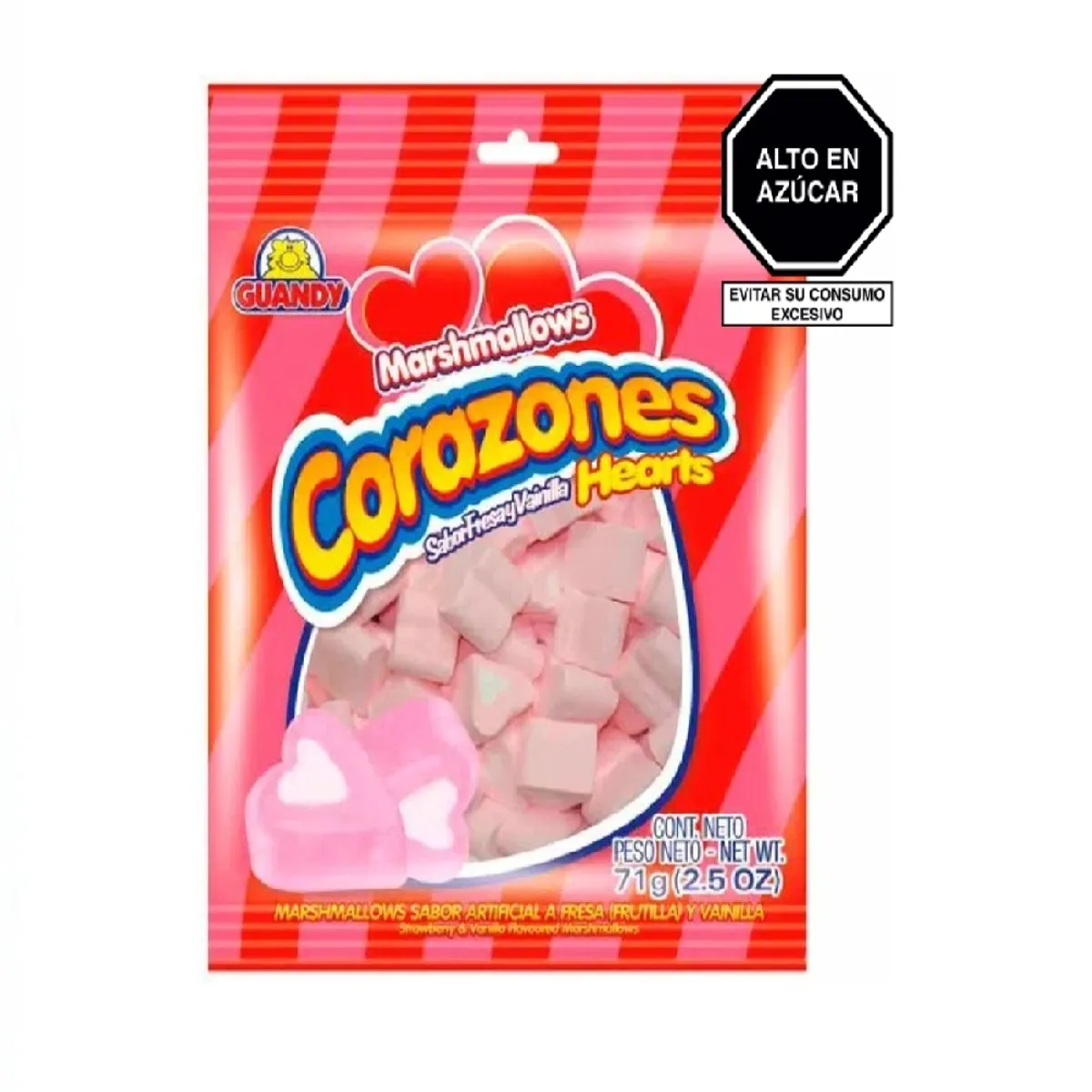 GUANDY - Marshmellow Guandy Corazones Bolsa 71 g