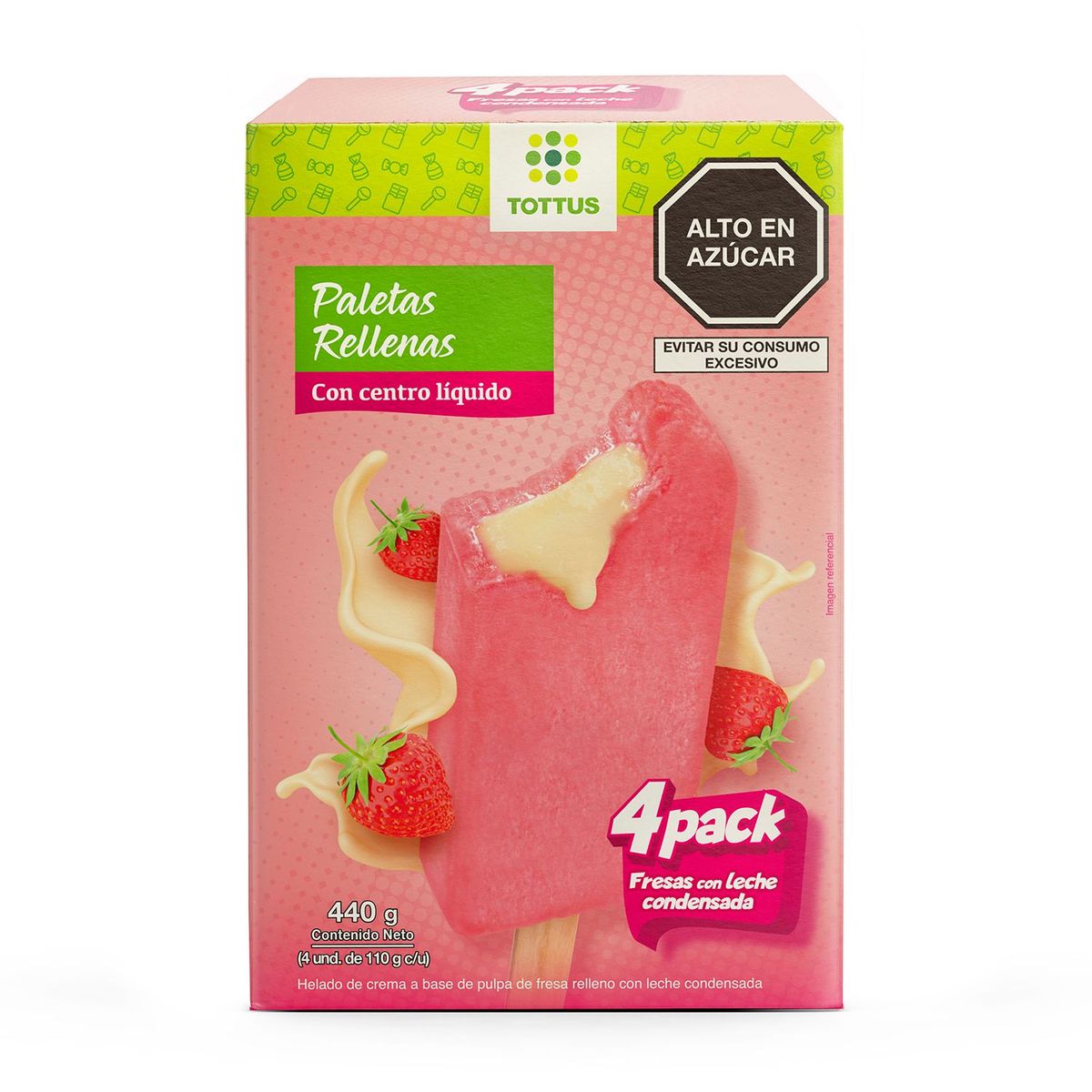 TOTTUS - PACK X4 PALETAS FRES LECH CONDEN X440ML