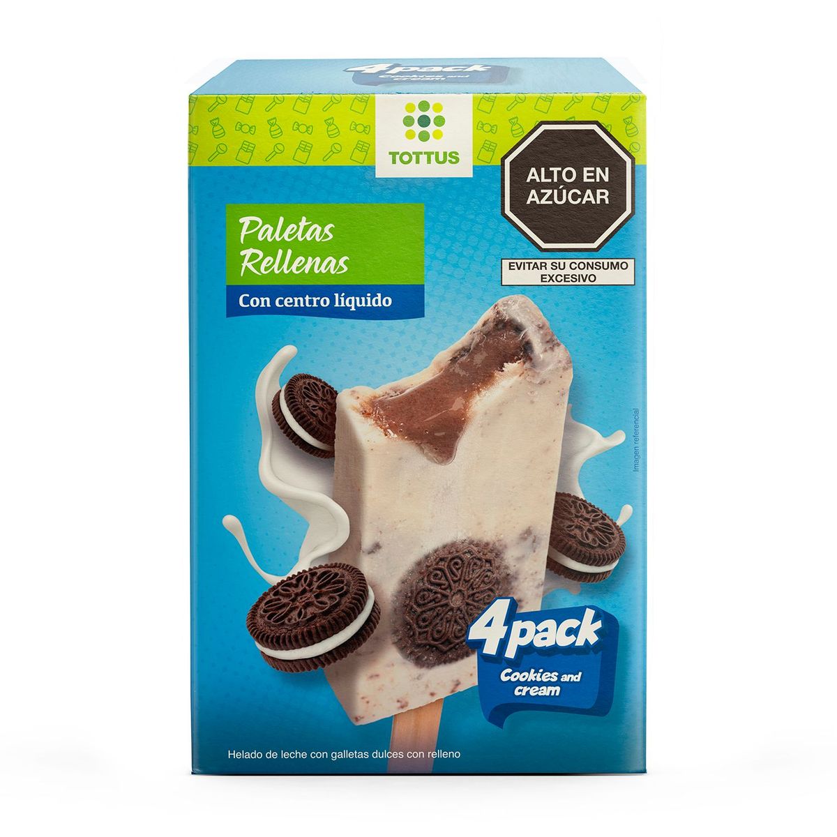 TOTTUS - PACK X4 PALETAS COOKIES CREAM X440ML