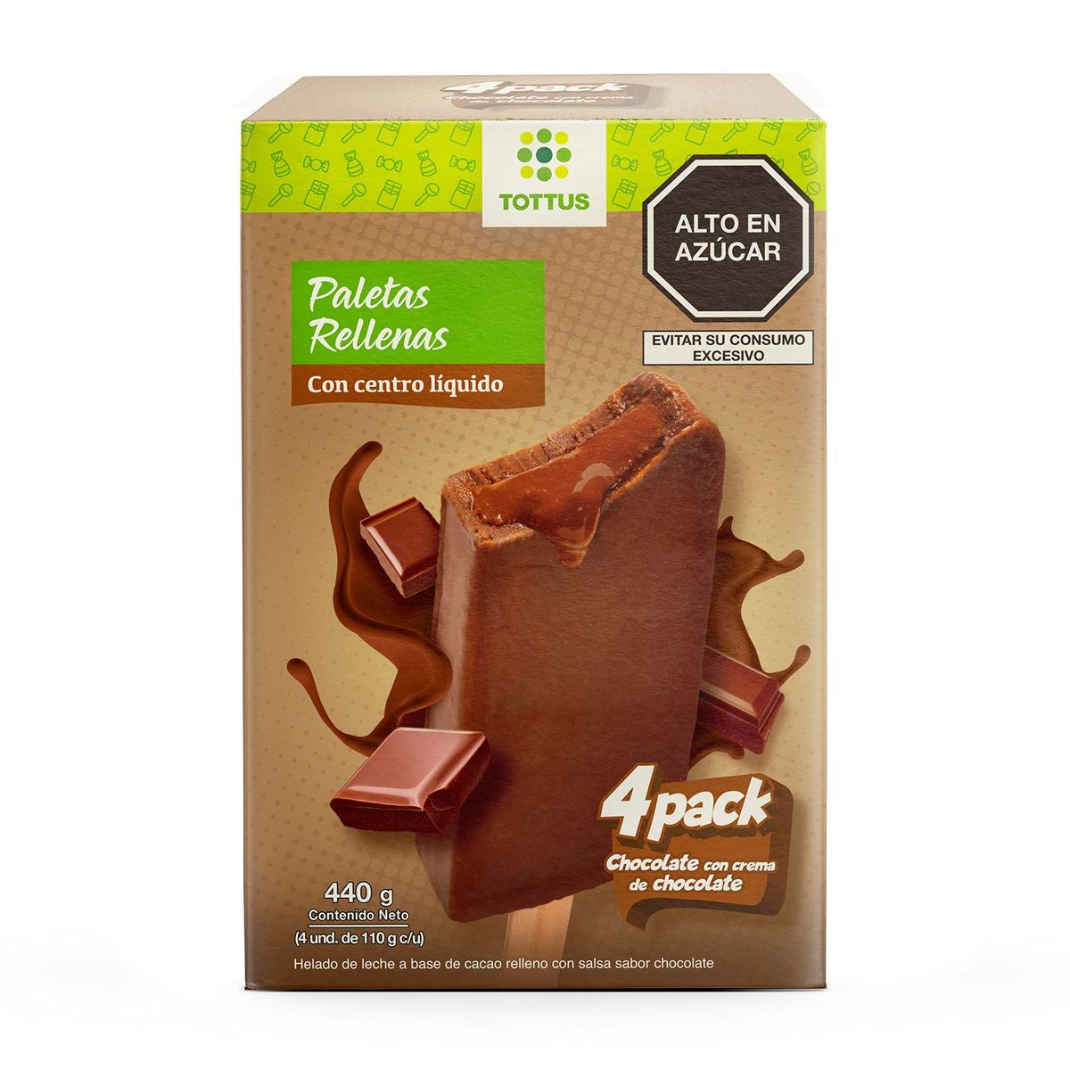 TOTTUS - PACK X4 PALETAS CHOCO SALSA CHOCO X440ML