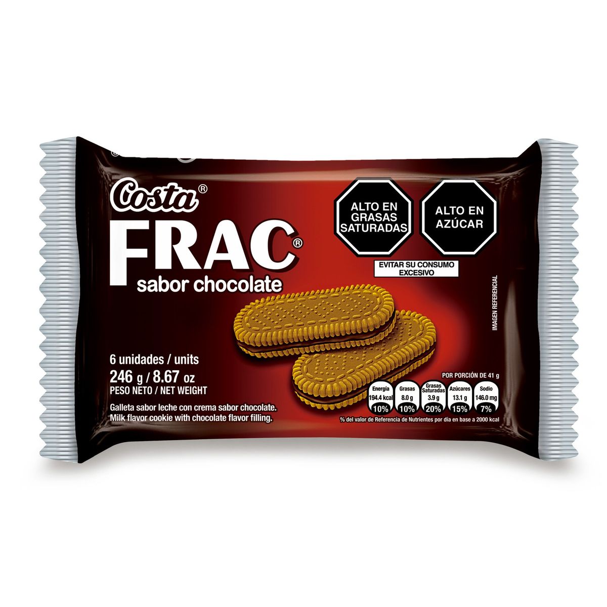 COSTA - Galleta Frac Costa Sabor Chocolate Sixpack 246 g