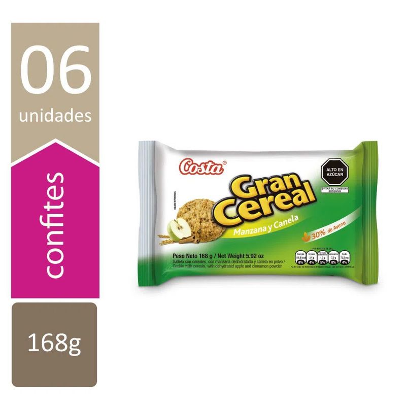 COSTA - Galleta Gran Cereal Manzana Y Canela 6 Unidades