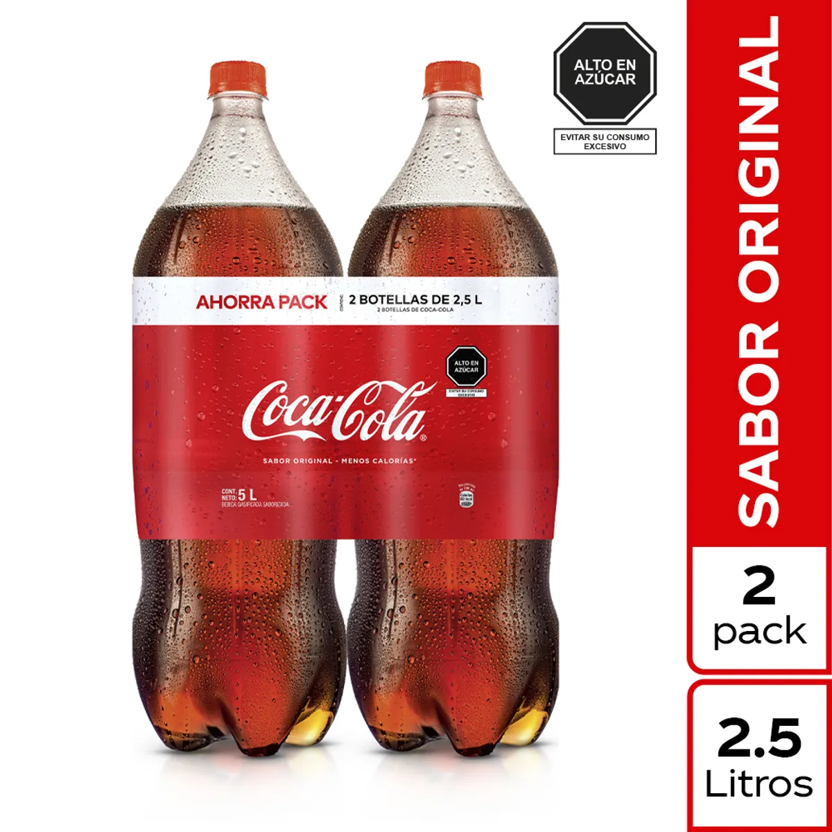COCA COLA - Gaseosa Coca Cola Pack 2 Botellas 2.5 L