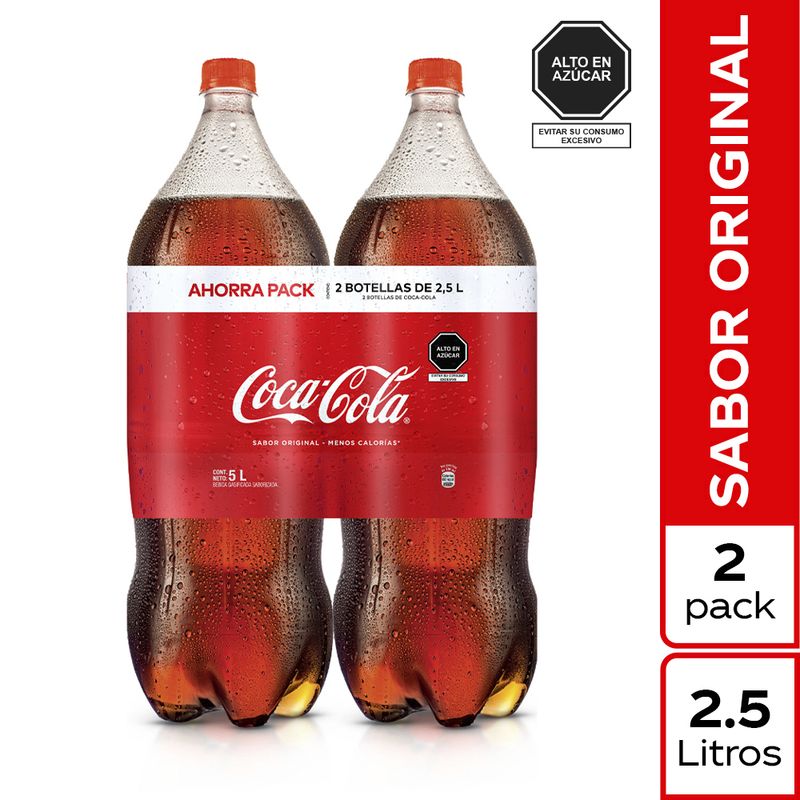 COCA COLA - Gaseosa Coca Cola Pack 2 Botellas 2.5 L