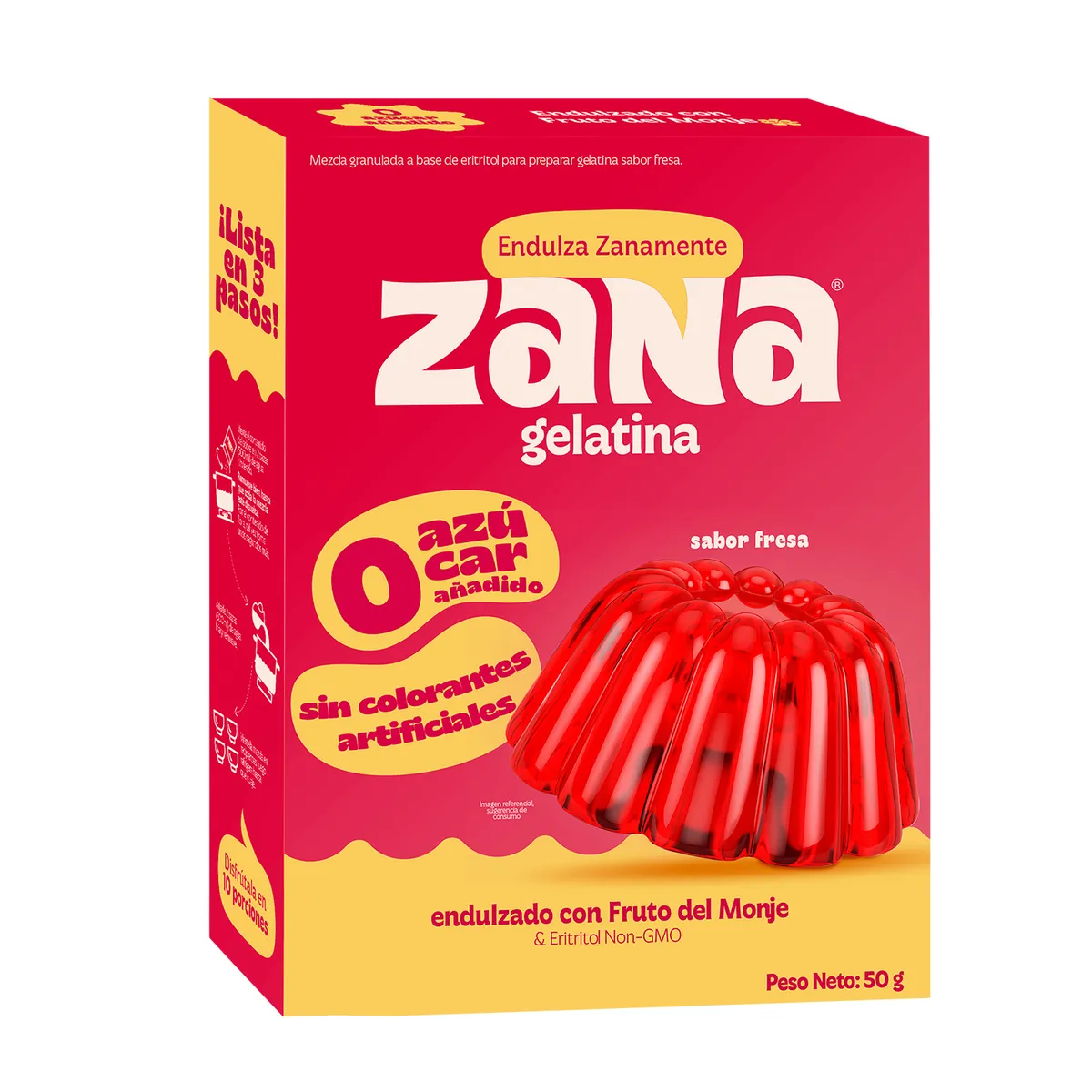 ZANA - Gelatina Akami Sabor Fresa Caja 50 g