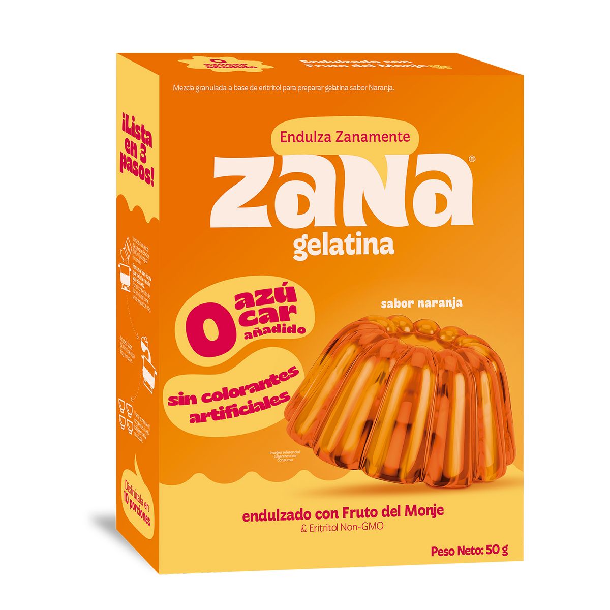 ZANA - Gelatina Akami Sabor Naranja Caja 50 g