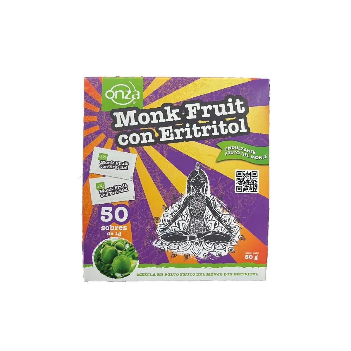 ONZA - Endulzante Monk Fruit Onza con Eritritol Caja 50 Sobres