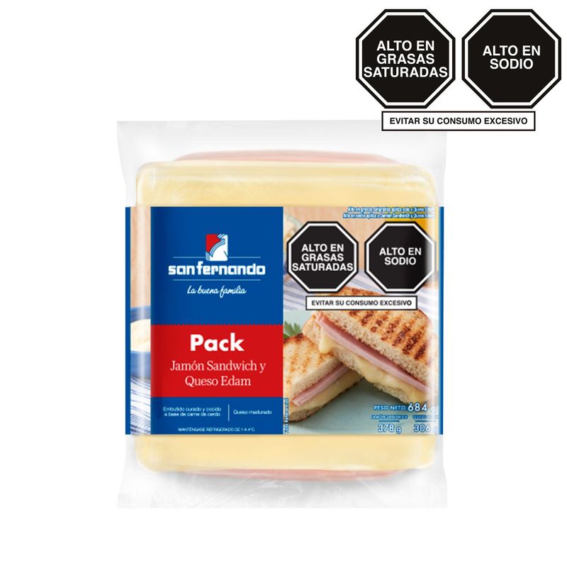 SAN FERNANDO - Pack San Fernando Jamón Sandwich 378 g + Queso Edam 306 g
