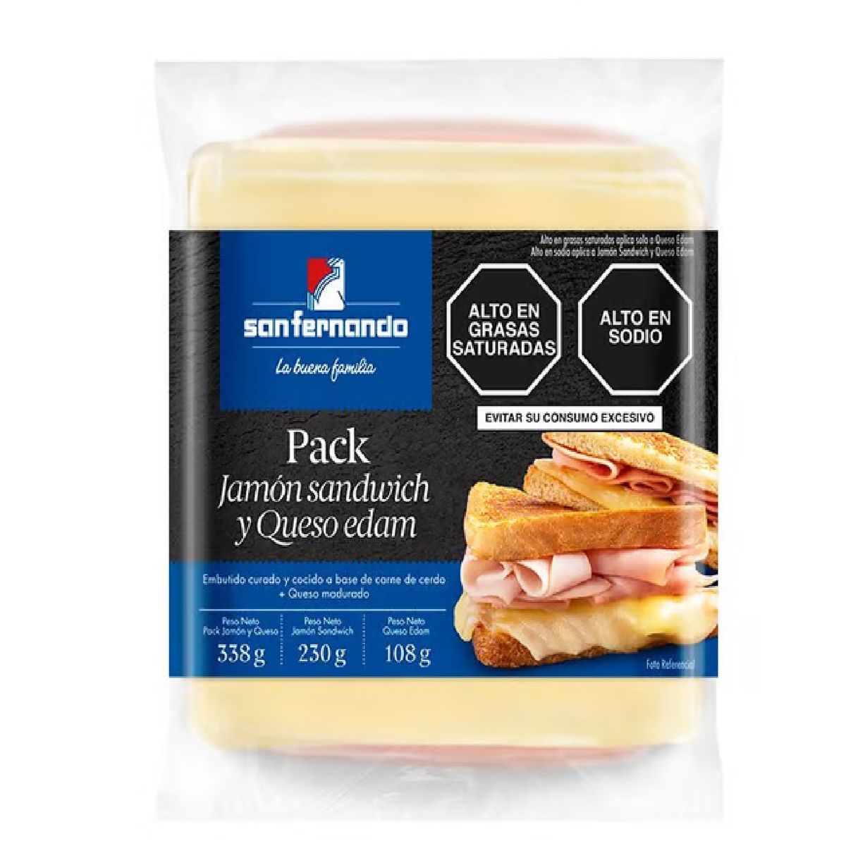 SAN FERNANDO - Pack San Fernando Jamón Sandwich 230 g + Queso Edam 108 g